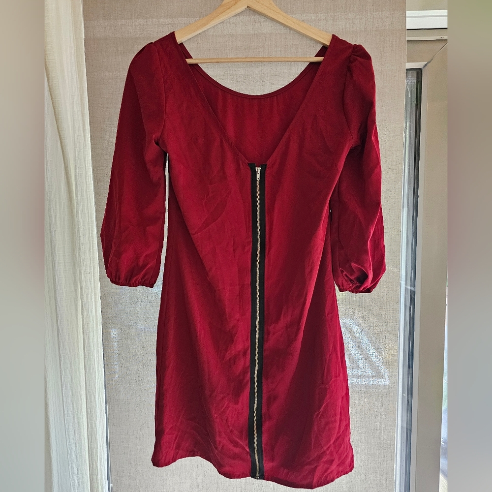 Red zipper back dress